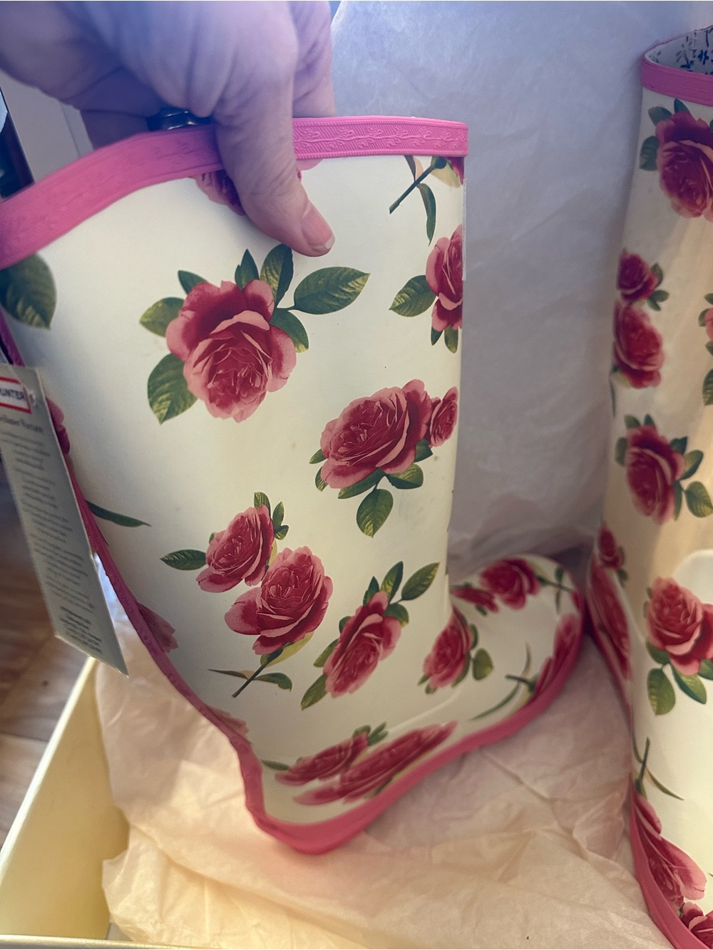 Hunter Royal Horticulture Society Floral Rose Print Rain Boots LE 2009 NIB 8 US - Picture 2 of 10
